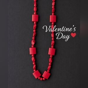 Valentine’s Red Statement Necklace | Chunky Retro Beads |Bold Gift-Ready Jewelry